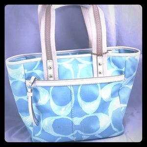 Coach BlueScribble Tote Purse inSignature …
